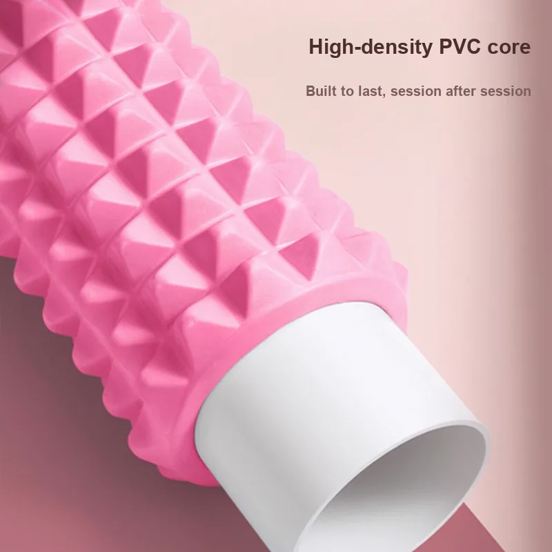 Foam roller showing high-density hollow PVC core