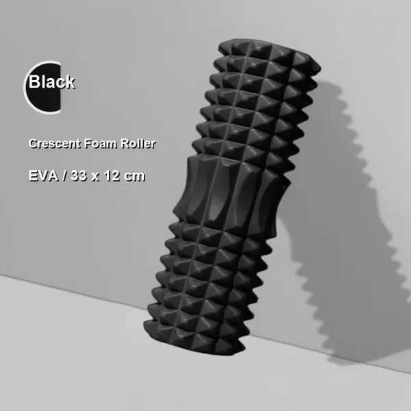 Black EVA foam roller 33 x 12 cm crescent texture
