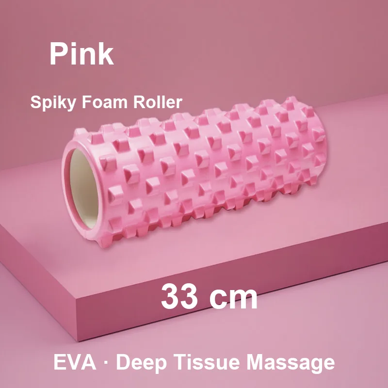 Pink spiky EVA foam roller 33 cm for deep tissue massage