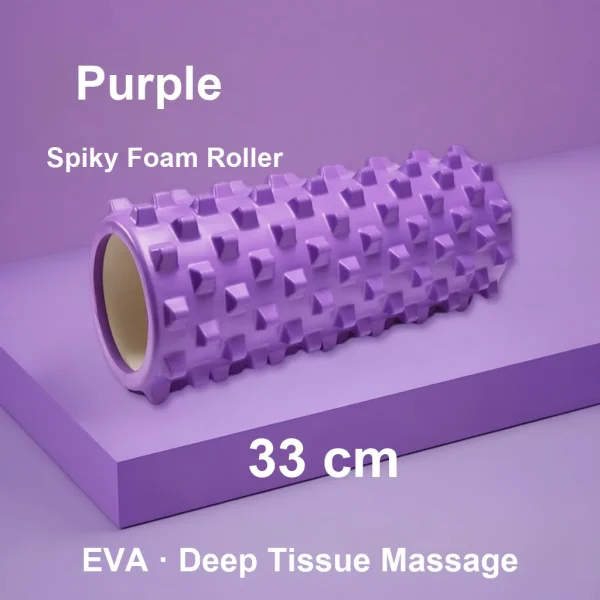 Purple spiky EVA foam roller 33 cm for deep tissue massage