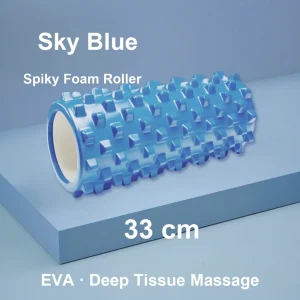 Sky blue spiky EVA foam roller 33 cm for deep tissue massage