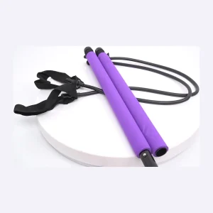 Purple pilates bar kit with foot loops