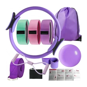 Pink pilates toning ring with resistance loop