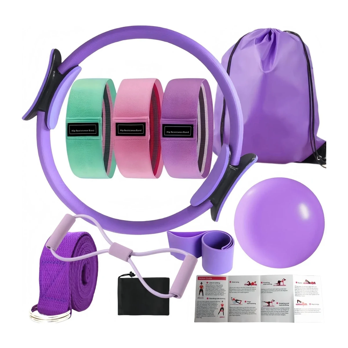 Pink pilates toning ring with resistance loop